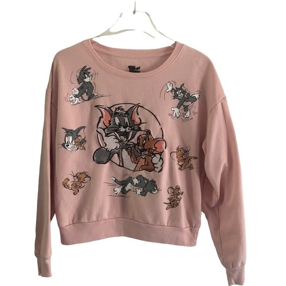 Tom And Jerry Embroidered Graphic Pink Sweatshirt L - Picture 2 of 9